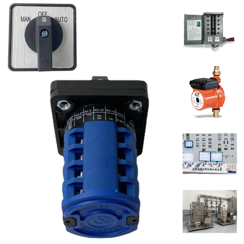 Selector 3 Posiciones 4 Polos 20A Auto-Off-Man | Switch Conmutador Ind